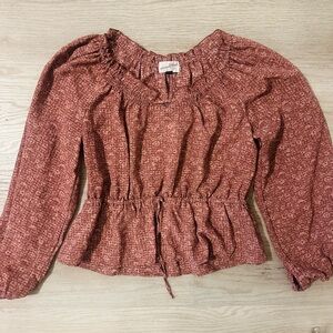 Universal Thread Mauve Floral Peplum Blouse